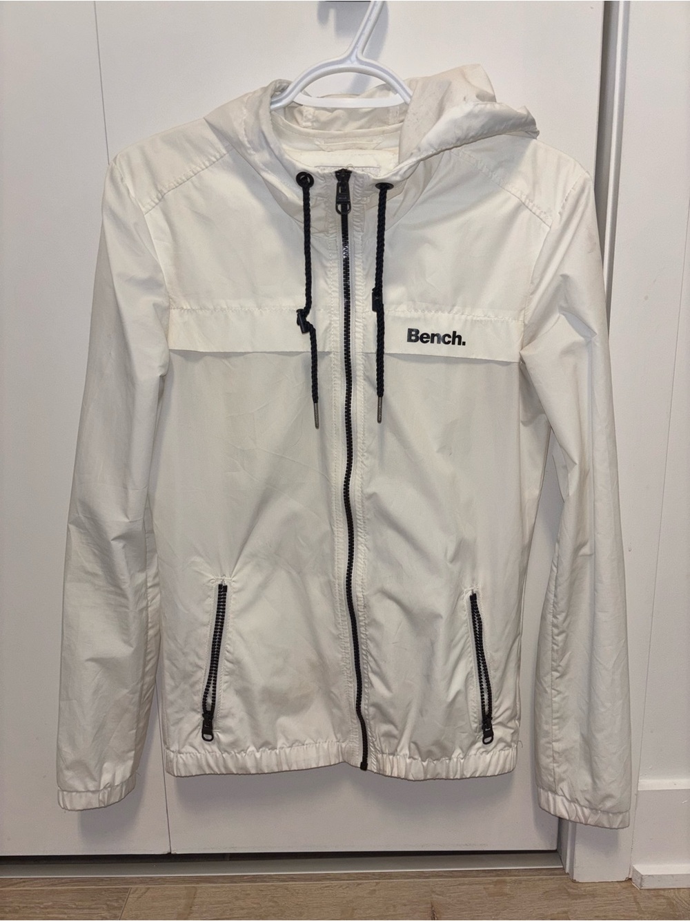 Bench White Hooded Windbreaker Jacket